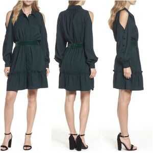 Eliza J Dress 4 Emerald Green Cold Shoulder Shirt Dress